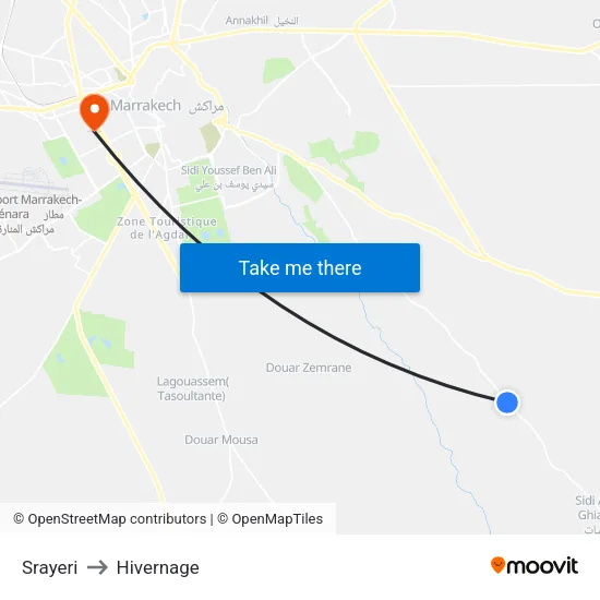 Srayeri to Hivernage map
