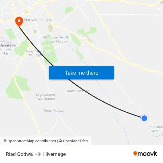 Riad Qodwa to Hivernage map