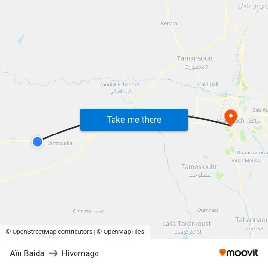 Ain Baida to Hivernage map