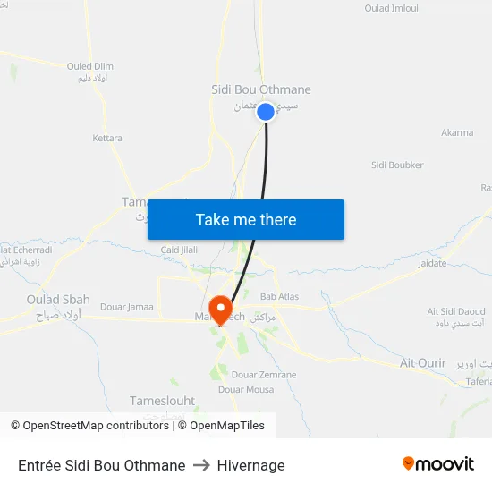 Entrée Sidi Bou Othmane to Hivernage map