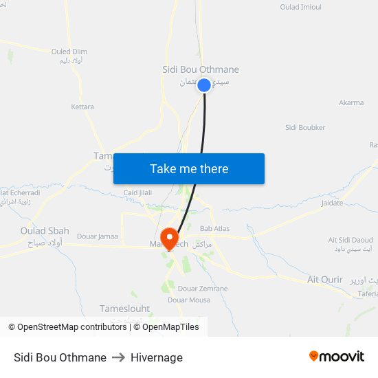 Sidi Bou Othmane to Hivernage map