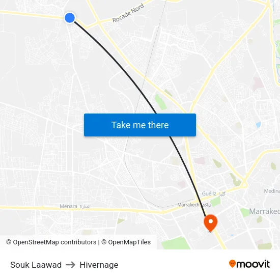 Souk Laawad to Hivernage map