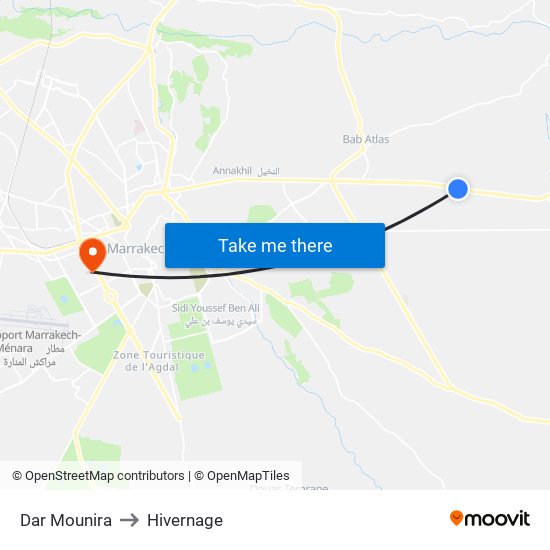 Dar Mounira to Hivernage map