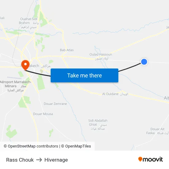 Rass Chouk to Hivernage map