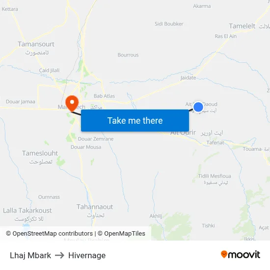 Lhaj Mbark to Hivernage map