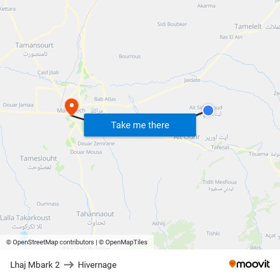 Lhaj Mbark 2 to Hivernage map