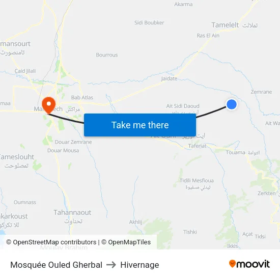 Mosquée Ouled Gherbal to Hivernage map