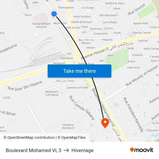 Boulevard Mohamed Vi, 3 to Hivernage map