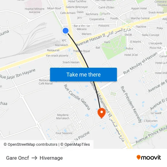 Gare Oncf to Hivernage map
