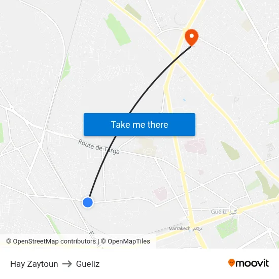 Hay Zaytoun to Gueliz map