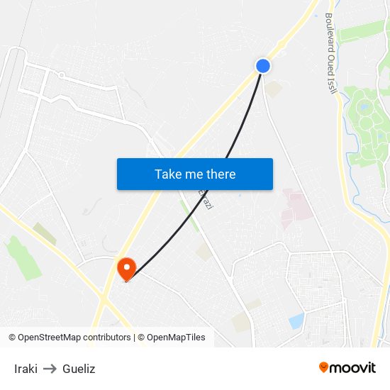 Iraki to Gueliz map