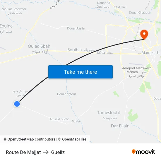 Mejjat Road to Gueliz map