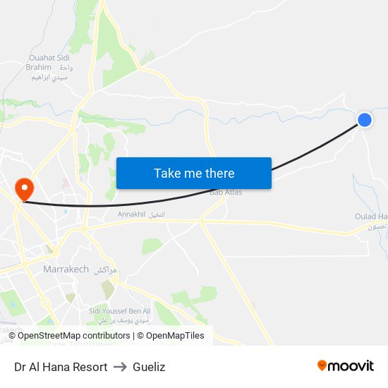 Dr Al Hana Resort to Gueliz map