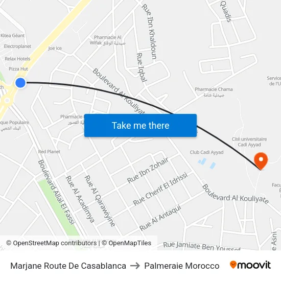 Marjane Route De Casablanca to Palmeraie Morocco map