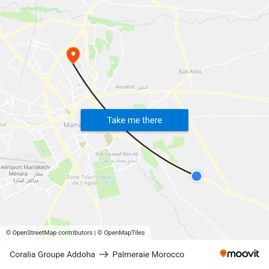 Coralia Groupe Addoha to Palmeraie Morocco map