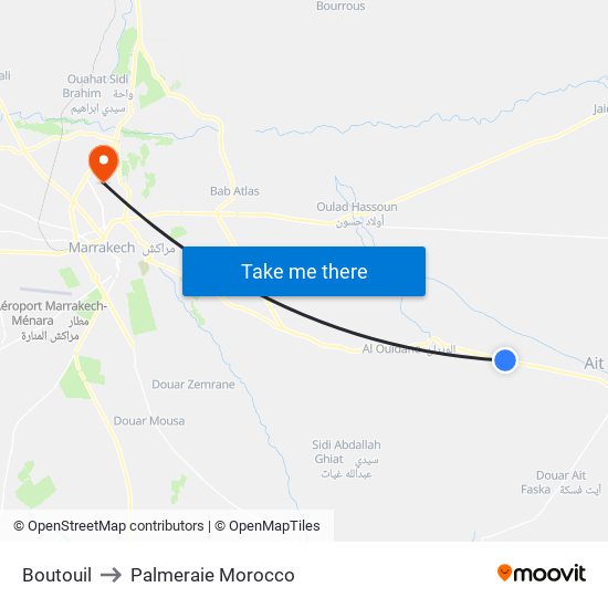 Boutouil to Palmeraie Morocco map