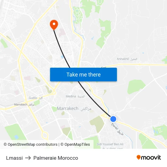 Lmassi to Palmeraie Morocco map