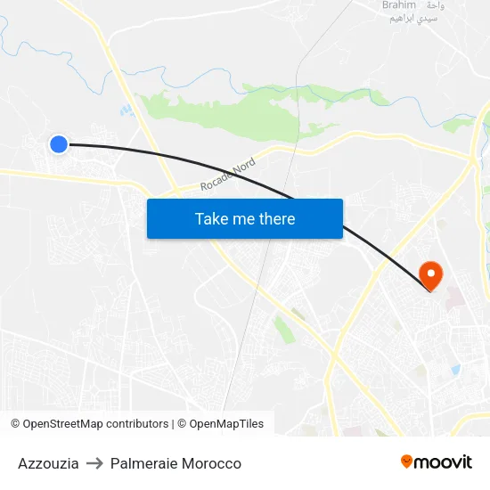 Azzouzia to Palmeraie Morocco map