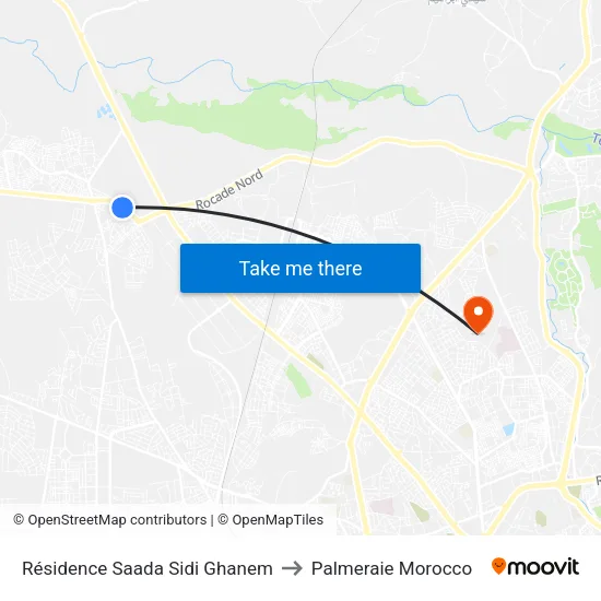Résidence Saada Sidi Ghanem to Palmeraie Morocco map