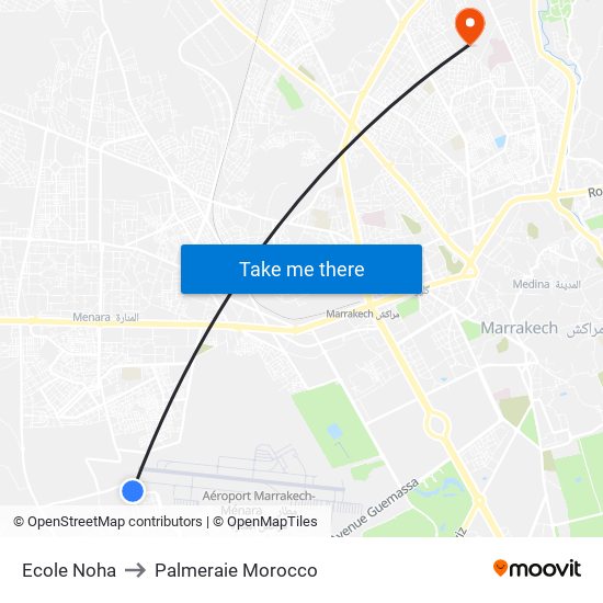 Ecole Noha to Palmeraie Morocco map
