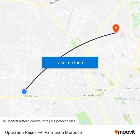 Opération Rajae to Palmeraie Morocco map