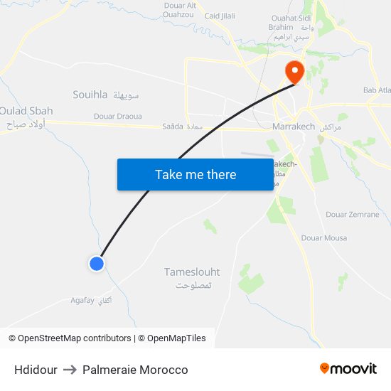 Hdidour to Palmeraie Morocco map