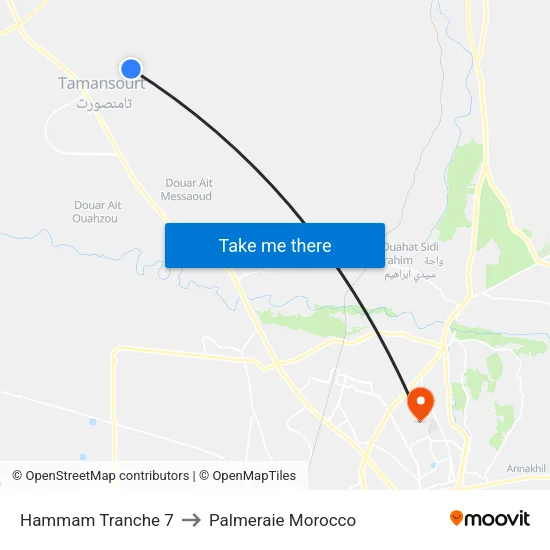 Hammam Tranche 7 to Palmeraie Morocco map