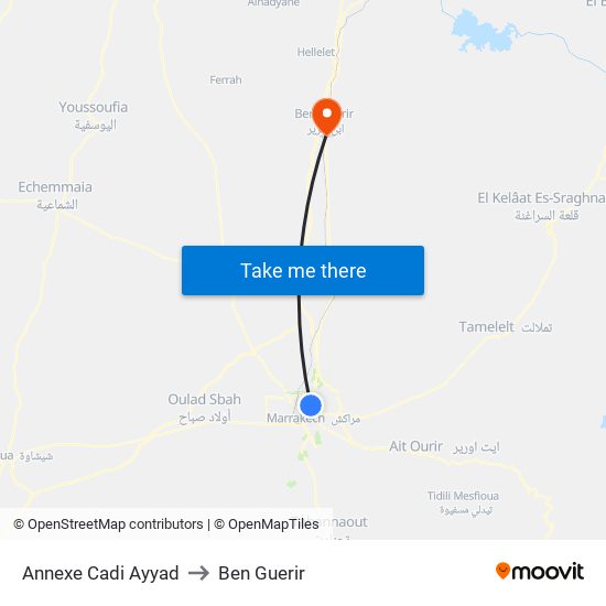 Annexe Cadi Ayyad to Ben Guerir map