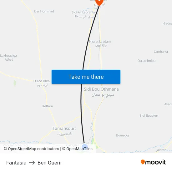 Fantasia to Ben Guerir map