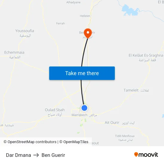 Dar Dmana to Ben Guerir map