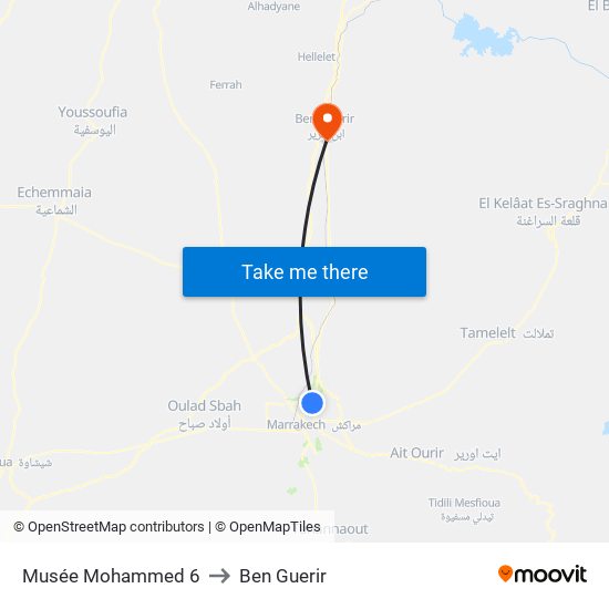 Musée Mohammed 6 to Ben Guerir map
