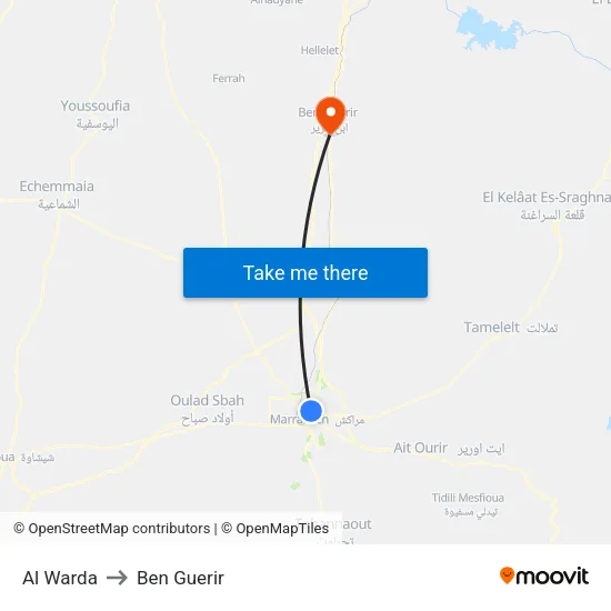 Al Warda to Ben Guerir map
