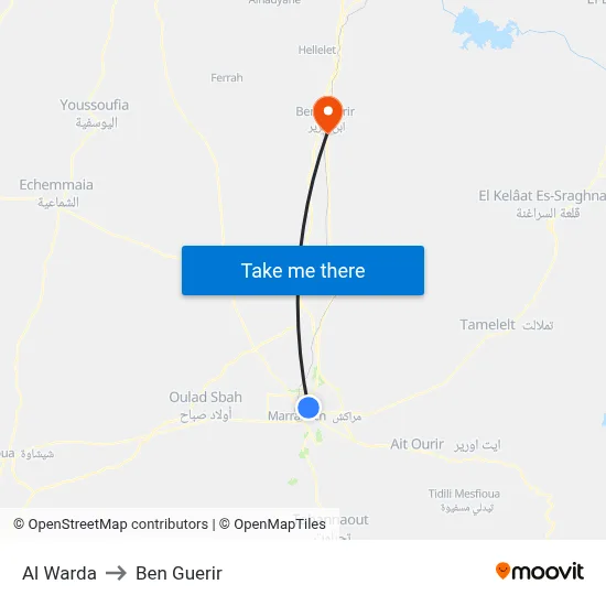 Al Warda to Ben Guerir map