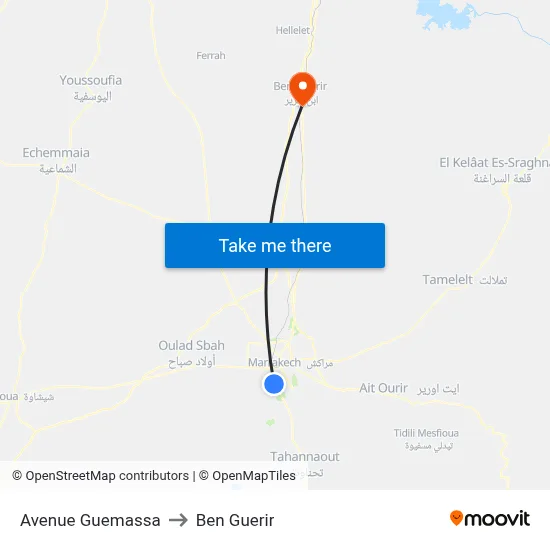 Avenue Guemassa to Ben Guerir map