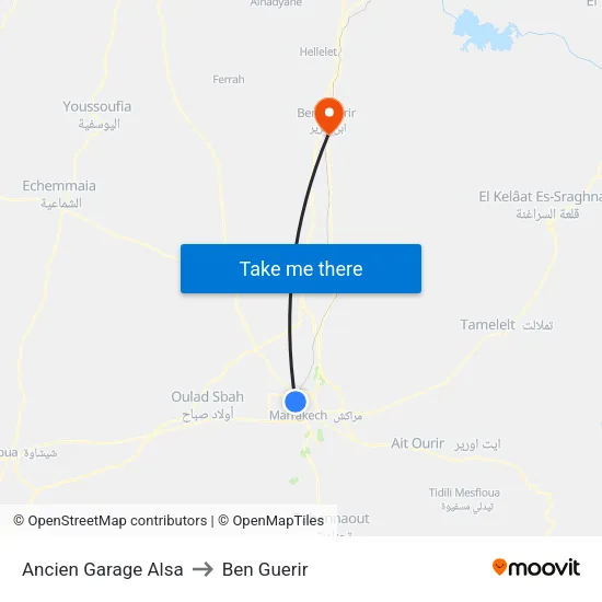Ancien Garage Alsa to Ben Guerir map