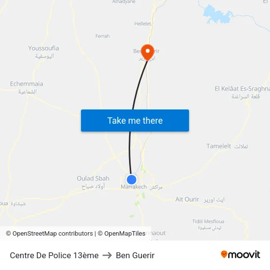 Centre De Police 13ème to Ben Guerir map