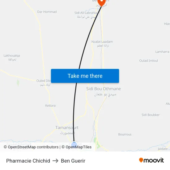 Pharmacie Chichid to Ben Guerir map