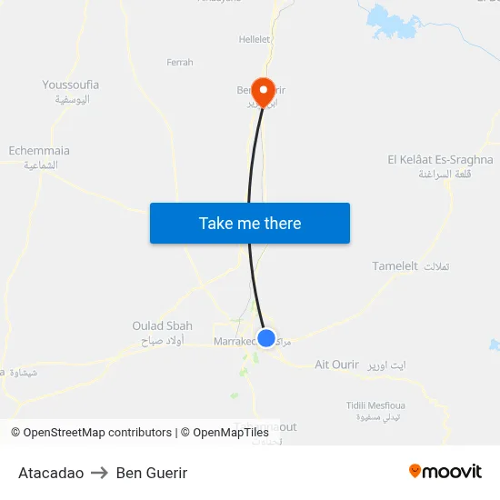 Atacadao to Ben Guerir map