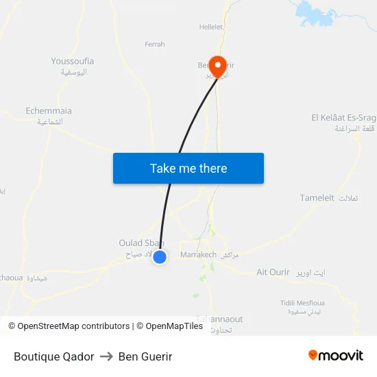 Boutique Qador to Ben Guerir map