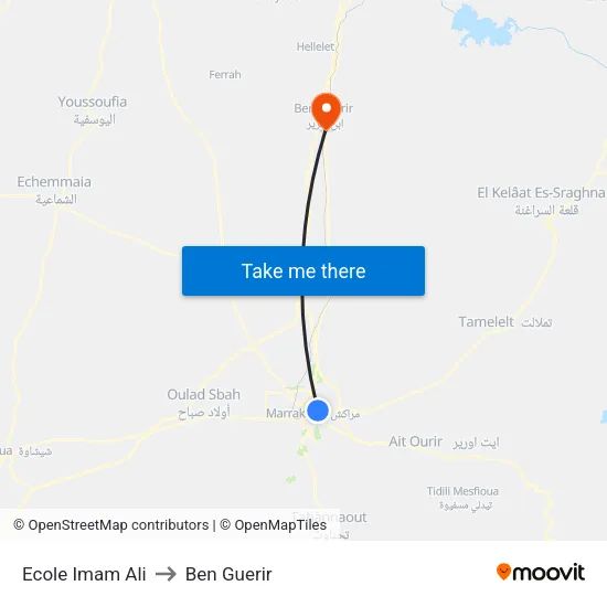 Ecole Imam Ali to Ben Guerir map