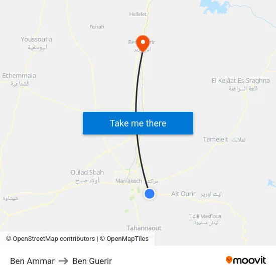 Ben Ammar to Ben Guerir map
