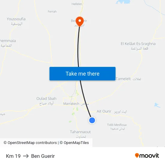 Km 19 to Ben Guerir map