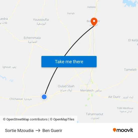 Sortie Mzoudia to Ben Guerir map