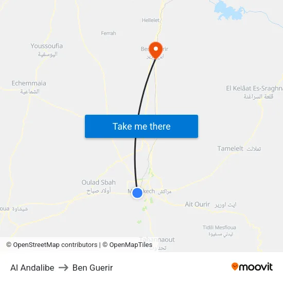 Al Andalibe to Ben Guerir map