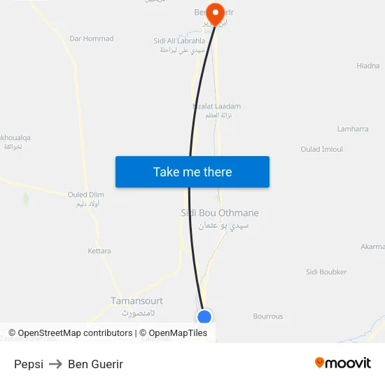 Pepsi to Ben Guerir map