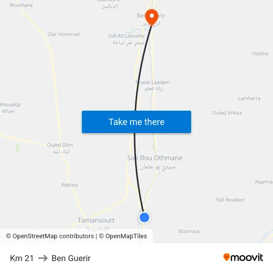 Km 21 to Ben Guerir map