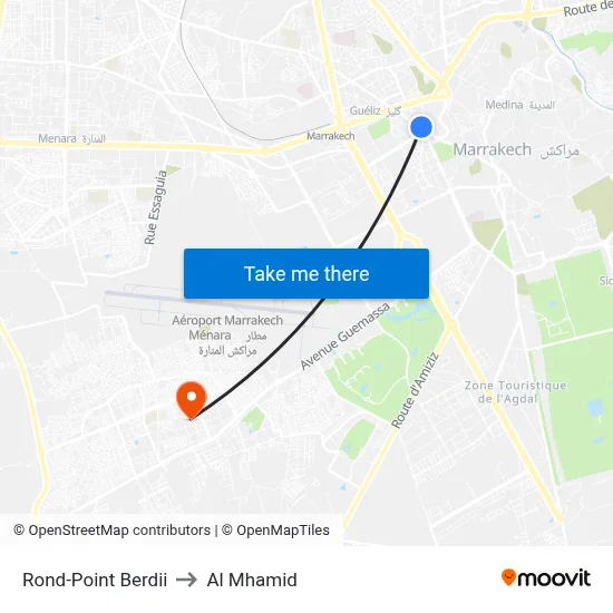 Berdii Roundabout to Al Mhamid map
