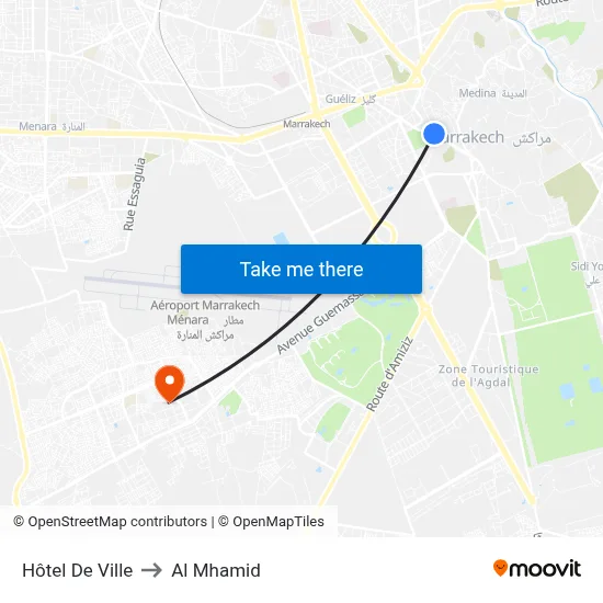 City Hall to Al Mhamid map