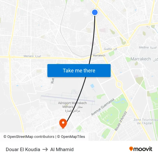Douar El Koudia to Al Mhamid map