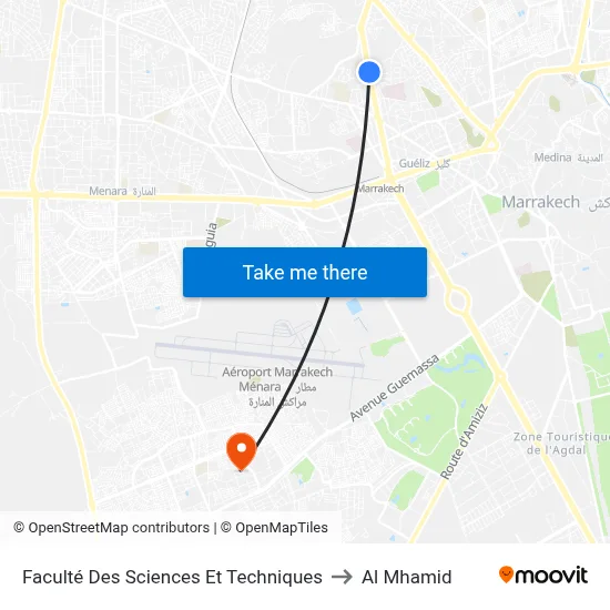 Faculty of Science and Technology to Al Mhamid map